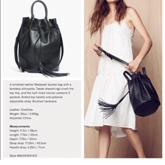 Madewell Austin Leather bucket handbag - Picture 2 of 9